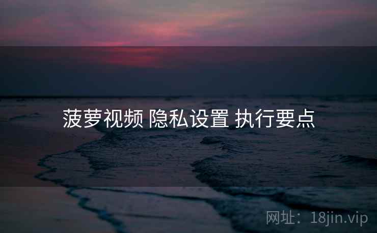 菠萝视频 隐私设置 执行要点